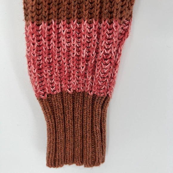 American Eagle Chunky Knit Striped Boxy Fit Henley Cropped Sweater Size Small - Picture 2 of 7